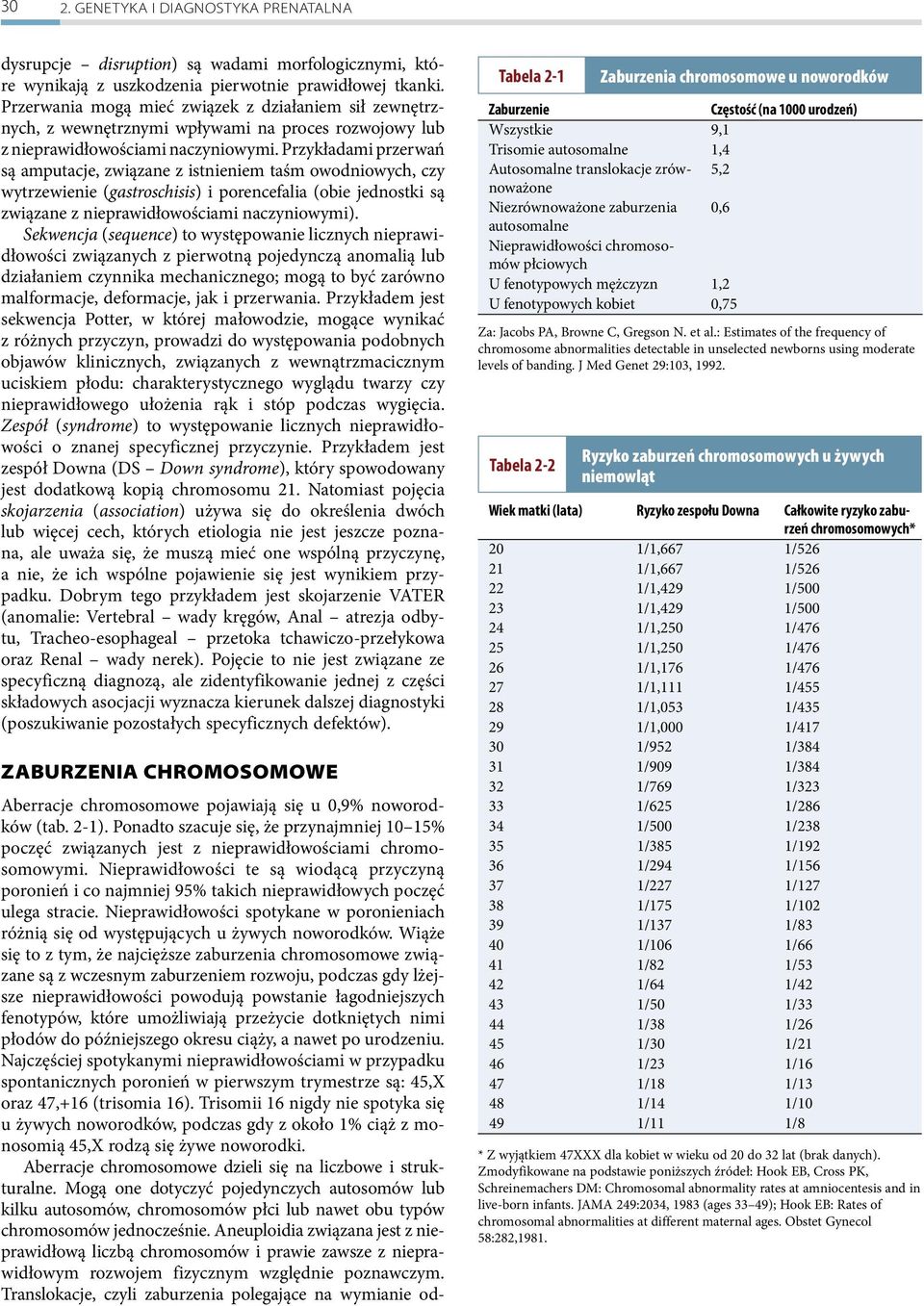 Przykładami przerwań są amputacje, związane z istnieniem taśm owodniowych, czy wytrzewienie (gastroschisis) i porencefalia (obie jednostki są związane z nieprawidłowościami naczyniowymi).