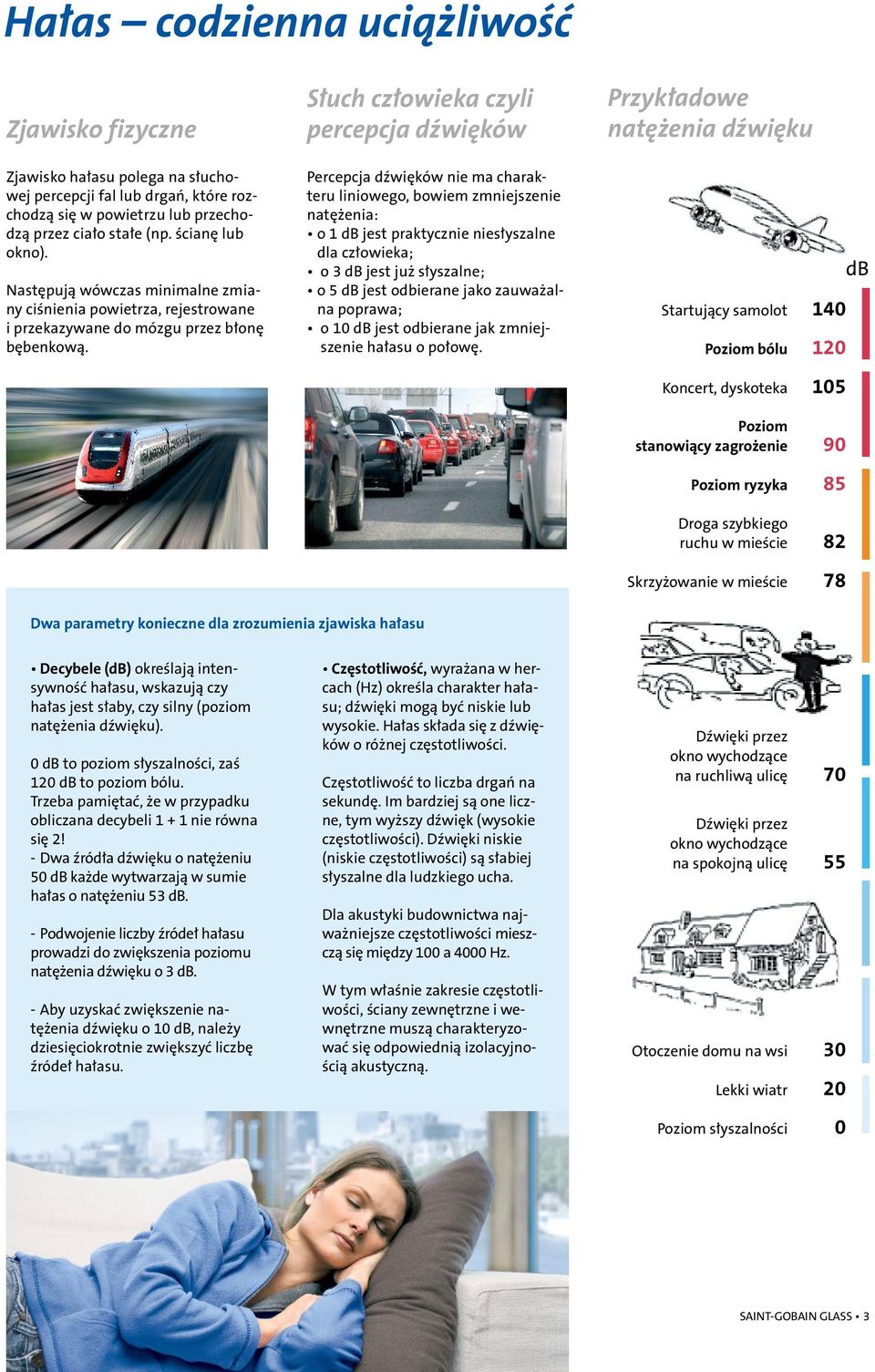 Słuch człowieka czyli percepcja dźwięków Percepcja dźwięków nie ma charakteru liniowego, bowiem zmniejszenie natężenia: o 1 db jest praktycznie niesłyszalne dla człowieka; o 3 db jest już słyszalne;