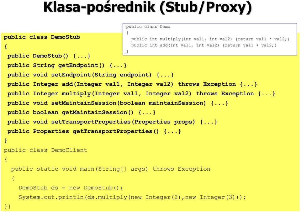 ..} public Integer multiply(integer val1, Integer val2) throws Exception {...} public void setmaintainsession(boolean maintainsession) {...} public boolean getmaintainsession() {.