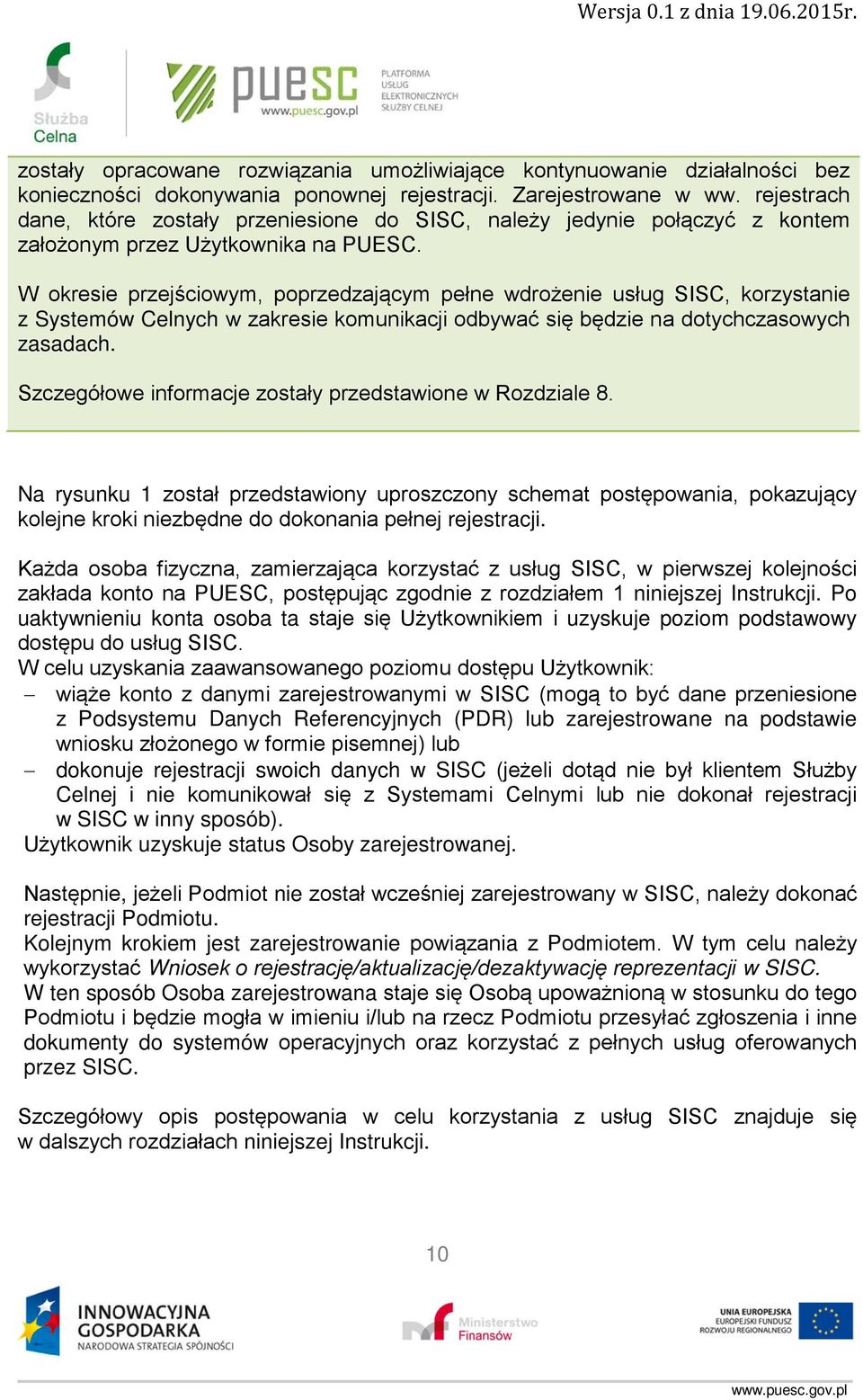 W okresie przejściowym, poprzedzającym pełne wdrożenie usług SISC, korzystanie z Systemów Celnych w zakresie komunikacji odbywać się będzie na dotychczasowych zasadach.