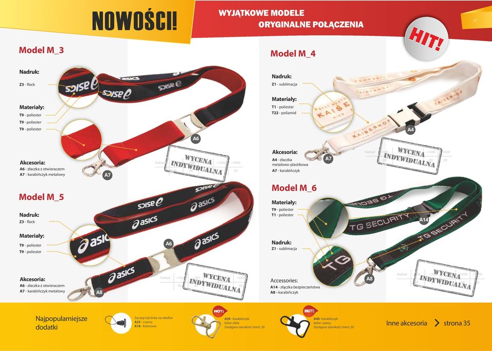 metalowy A7 Nakład >100 >200 >500 >1000 >5000 00 00 00 00 00 A4 - złaczka metalowo-plastikowa A7 - karabińczyk A7 Nakład >100 >200 >500 >1000 >5000 00 00 00 00 00 Model M_5 Nadruk: Z3 - flock Model
