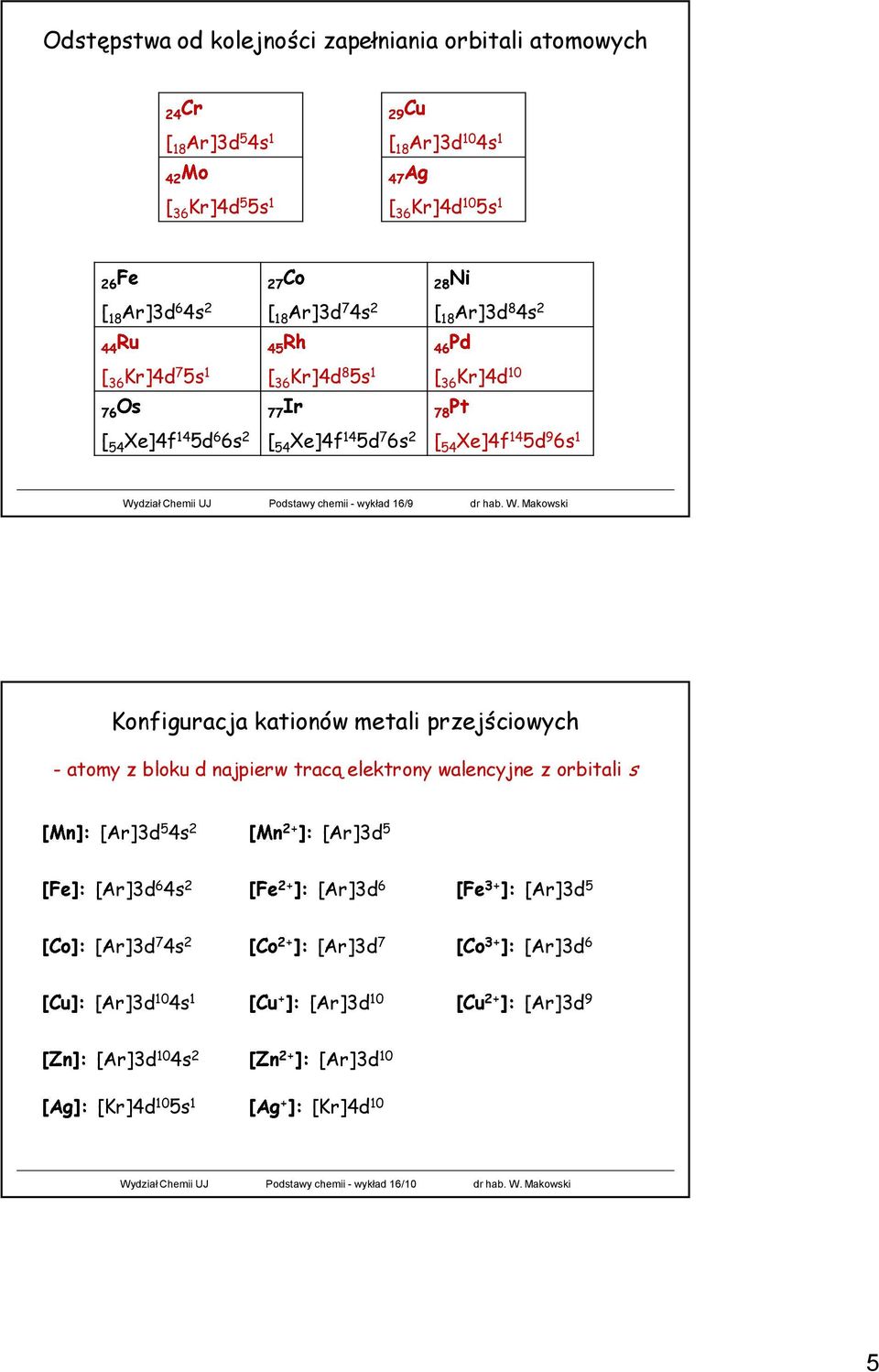 dział Chemii UJ Podstawy chemii -wykład 16/9 dr hab. W.