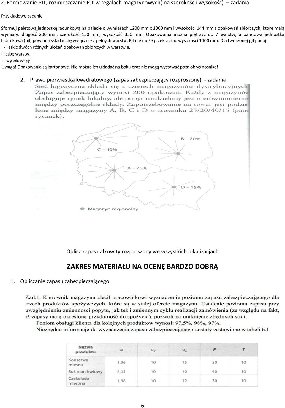 Opakowania można piętrzyć do 7 warstw, a paletowa jednostka ładunkowa (pjł) powinna składać się wyłącznie z pełnych warstw. Pjł nie może przekraczać wysokości 1400 mm.