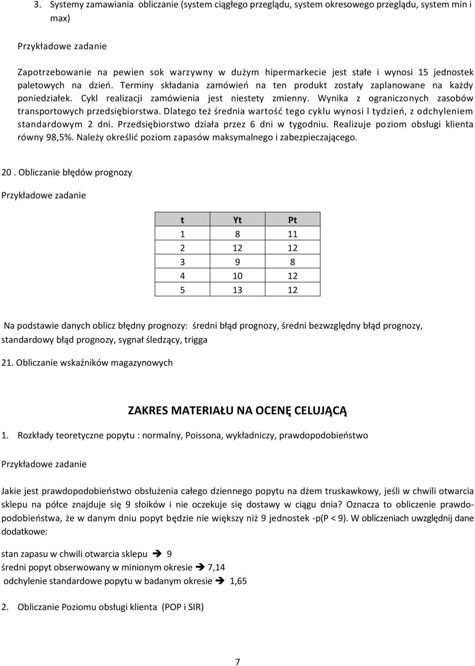 Wynika z ograniczonych zasobów transportowych przedsiębiorstwa. Dlatego też średnia wartość tego cyklu wynosi l tydzień, z odchyleniem standardowym 2 dni.