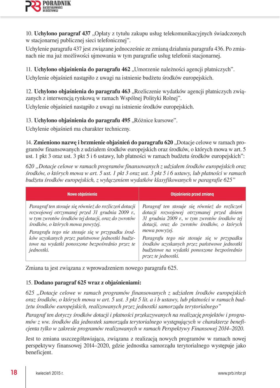 Uchylono objaśnienia do paragrafu 462 Umorzenie należności agencji płatniczych. Uchylenie objaśnień nastąpiło z uwagi na istnienie budżetu środków europejskich. 12.
