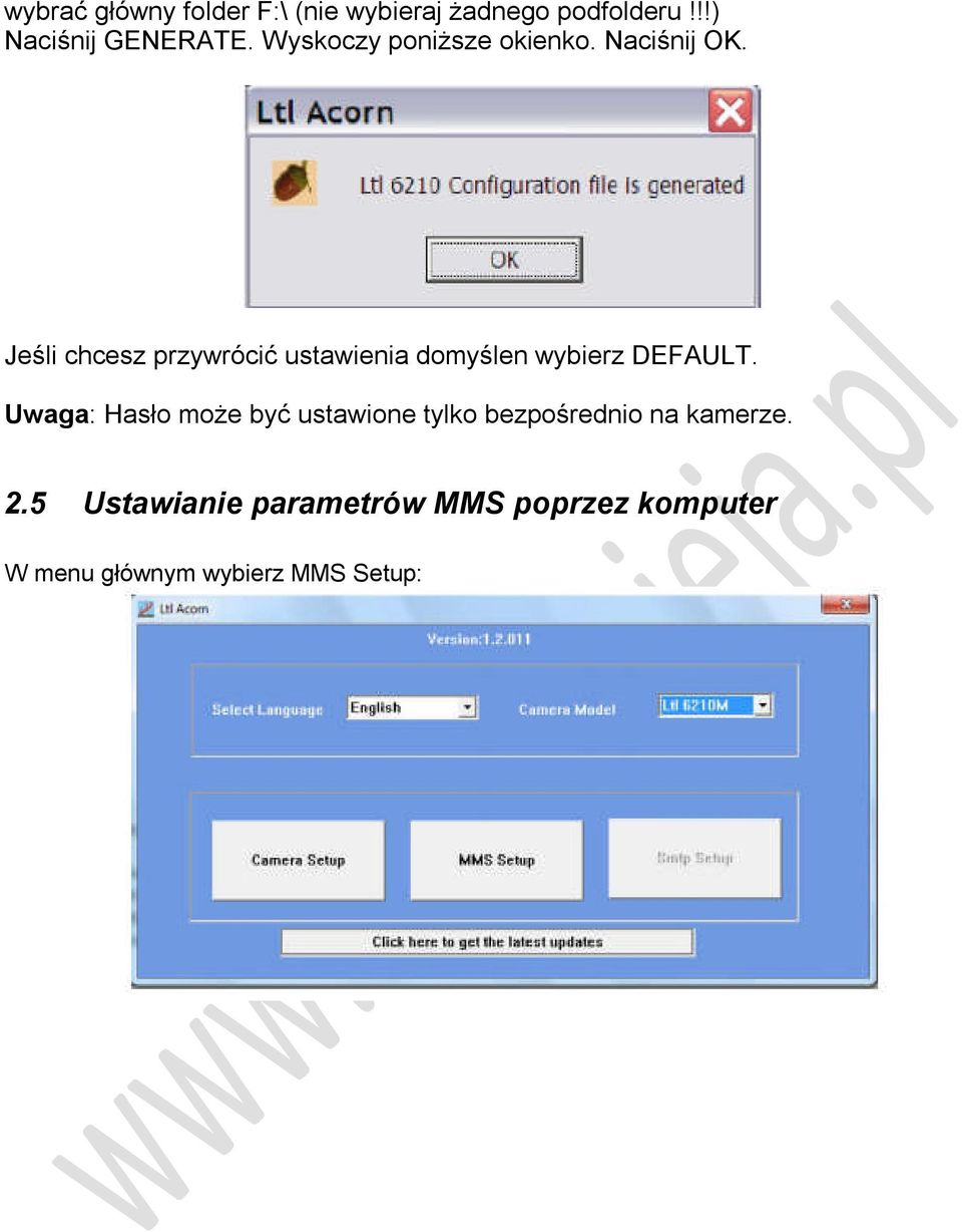 Jeśli chcesz przywrócić ustawienia domyślen wybierz DEFAULT.