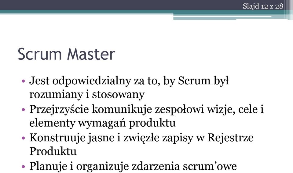 wizje, cele i elementy wymagań produktu Konstruuje jasne i