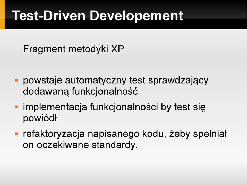 implementacja funkcjonalności by test się powiódł