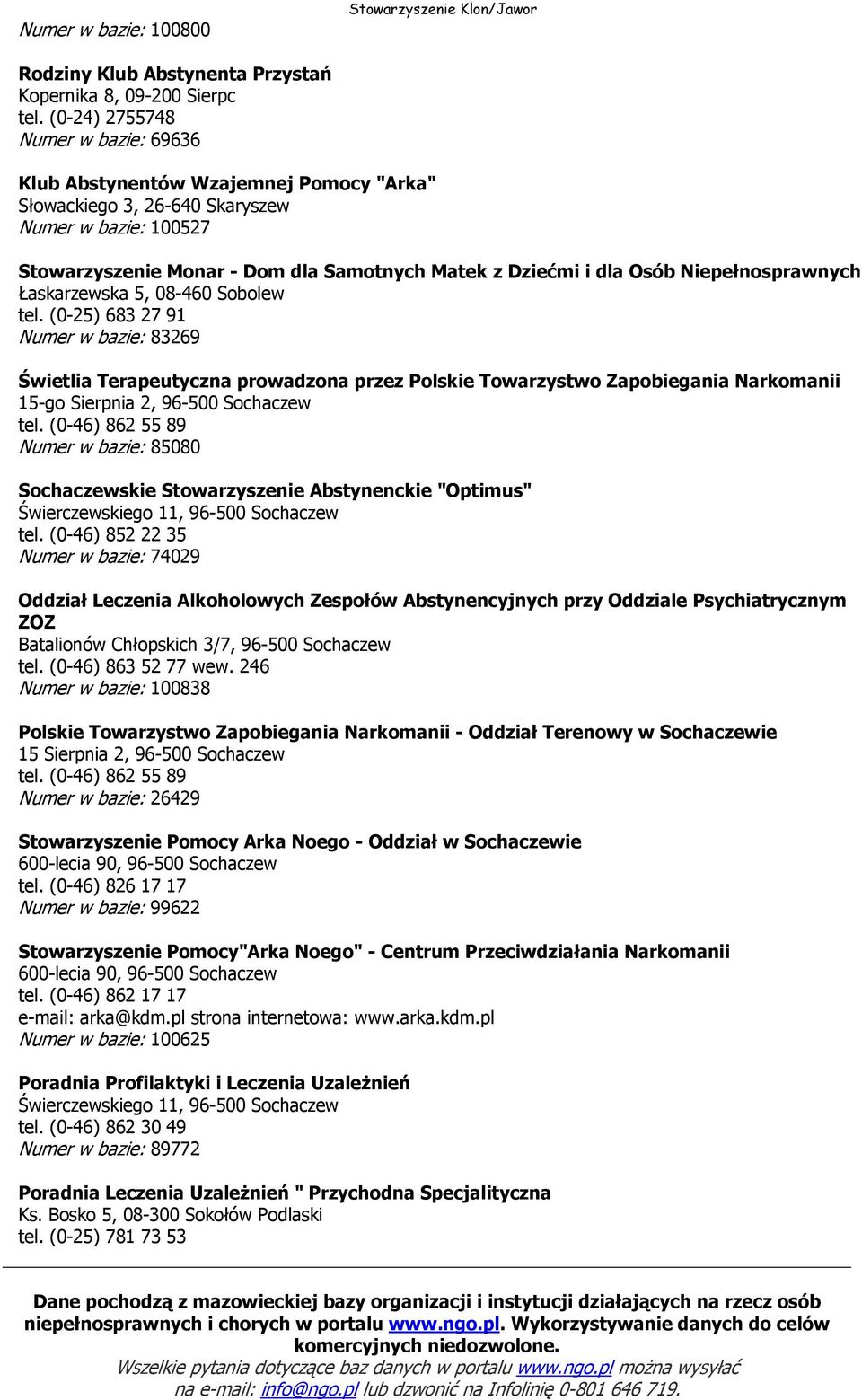 Niepełnosprawnych Łaskarzewska 5, 08-460 Sobolew tel.