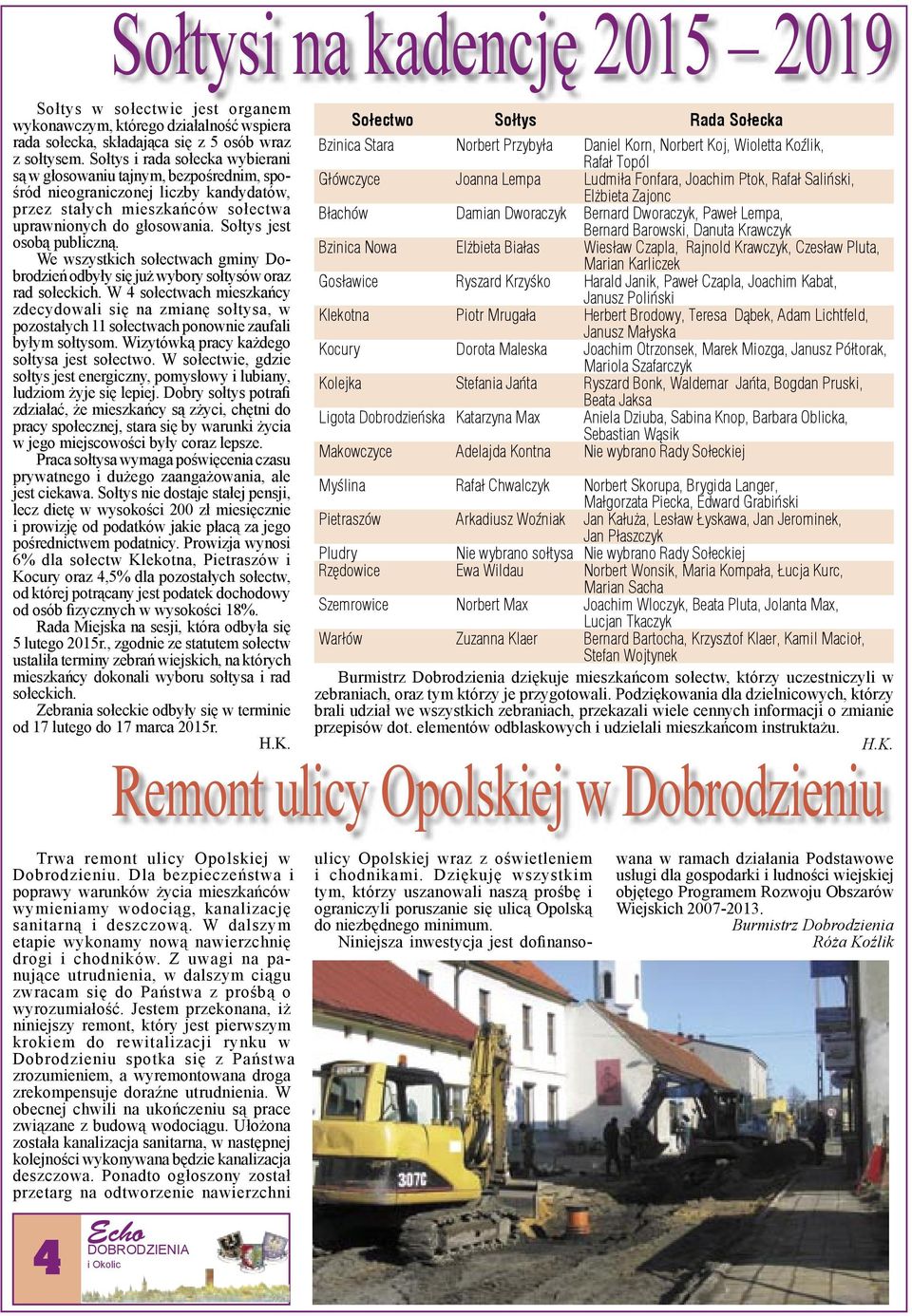 Sołtys jest osobą publiczną. We wszystkich sołectwach gminy Dobrodzień odbyły się już wybory sołtysów oraz rad sołeckich.