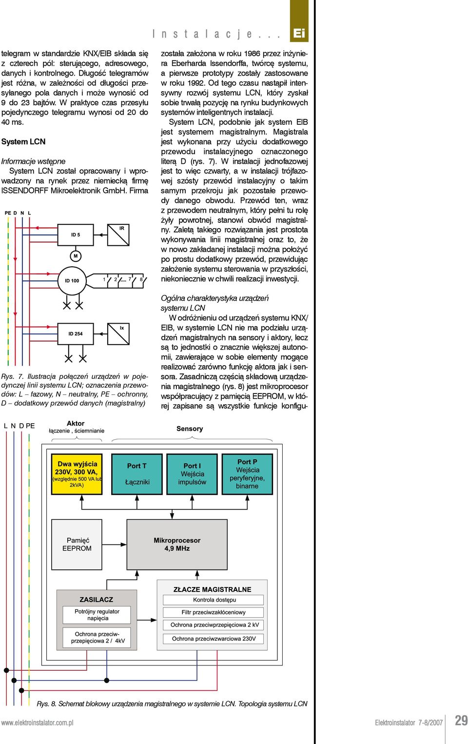 System LCN Informacje wstępne System LCN został opracowany i wprowadzony na rynek przez niemiecką firmę ISSENDORFF Mikroelektronik GmbH. Firma Rys. 7.