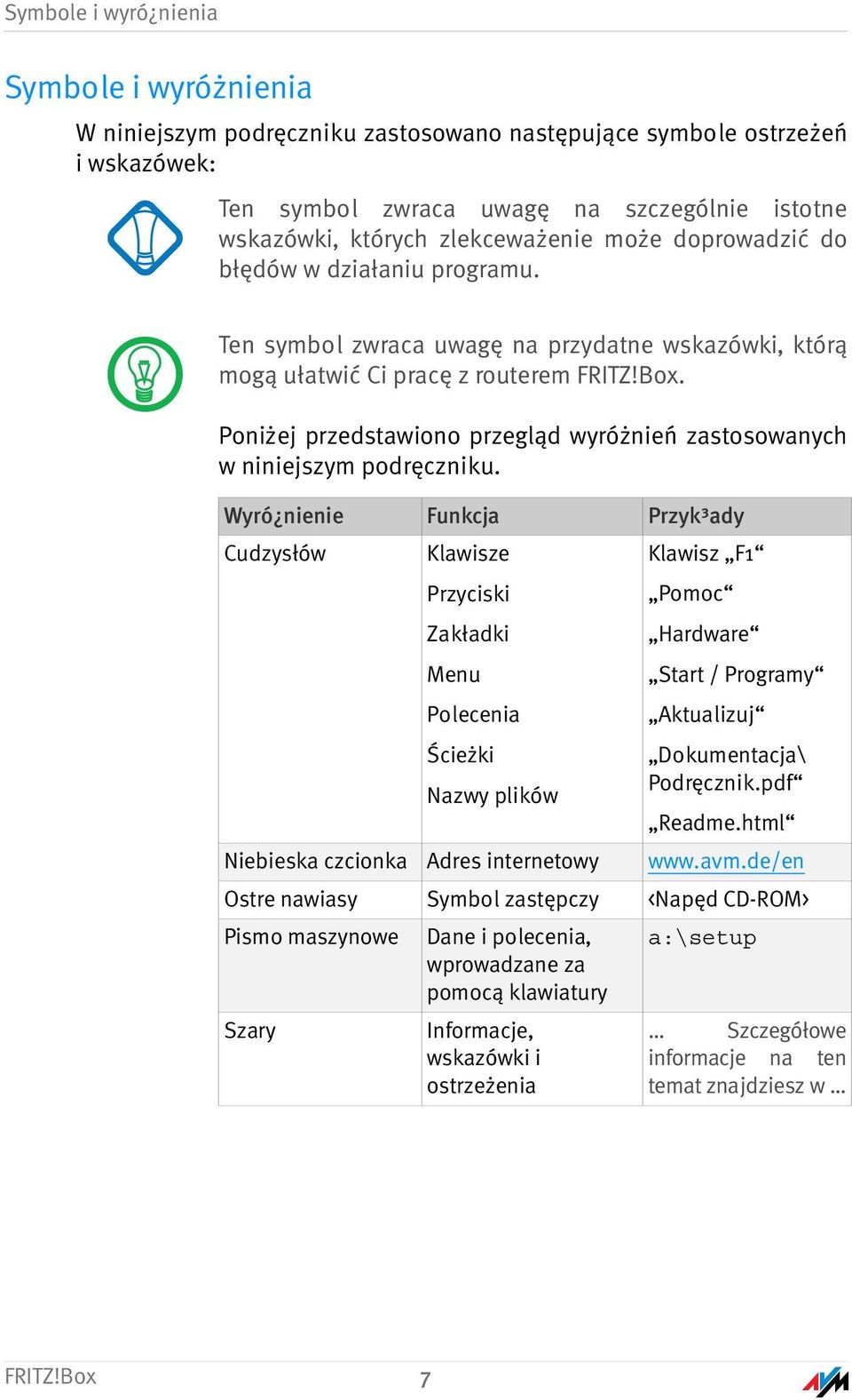 Poniżej przedstawiono przegląd wyróżnień zastosowanych w niniejszym podręczniku.