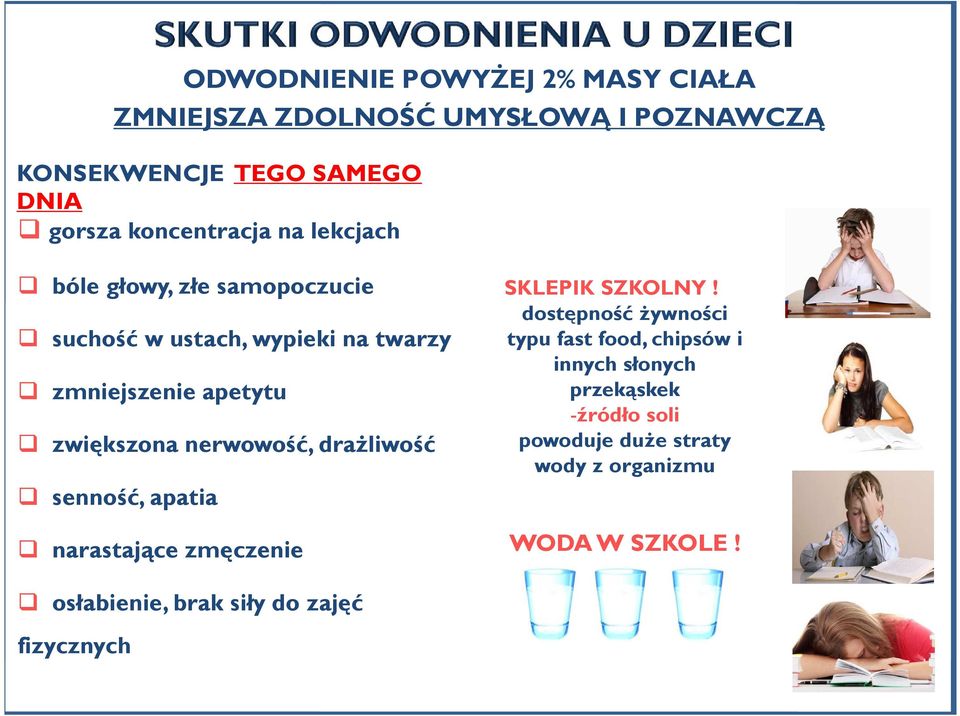 nerwowość, drażliwość senność, apatia narastające zmęczenie SKLEPIK SZKOLNY!