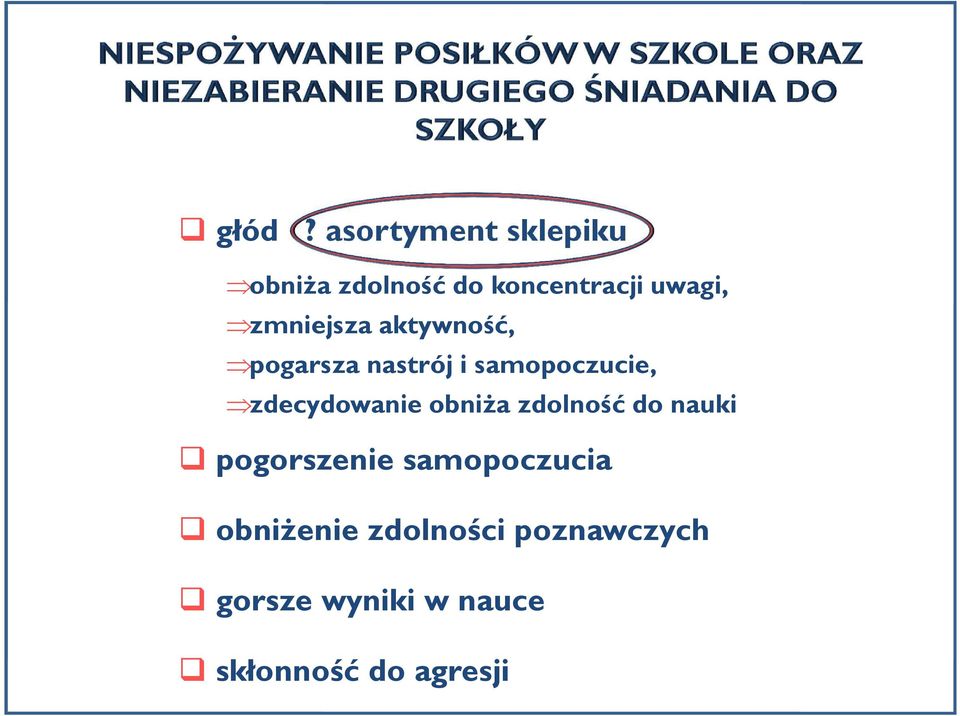 zdecydowanie obniża zdolność do nauki pogorszenie samopoczucia