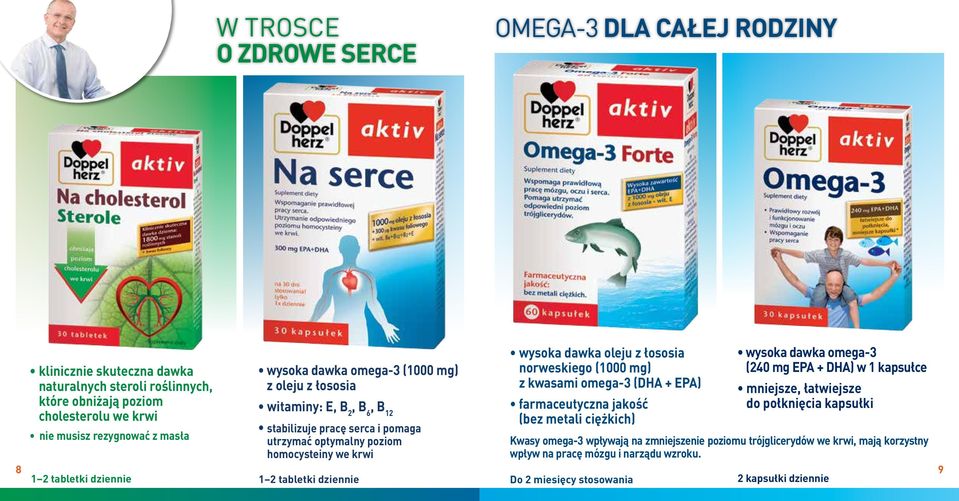 (1000 mg) z kwasami omega-3 (DHA + EPA) farmaceutyczna jakość (bez metali ciężkich) 1 2 tabletki dziennie 1 2 tabletki dziennie Do 2 miesięcy stosowania 2 kapsułki dziennie wysoka dawka omega-3