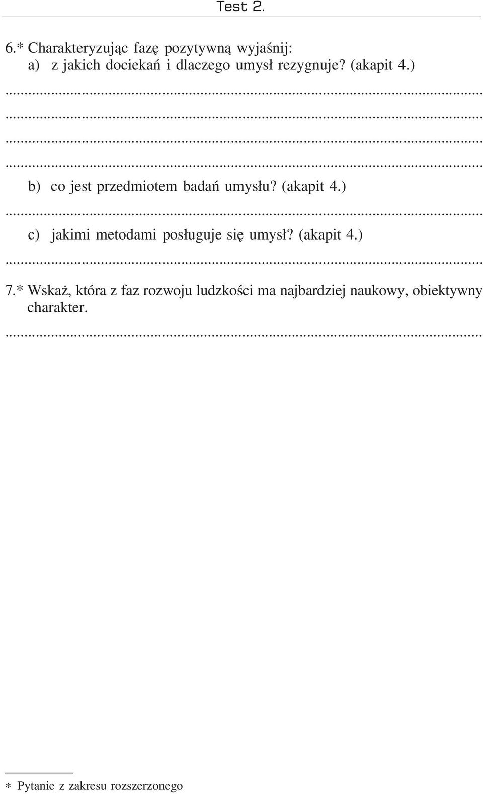 rezygnuje? (akapit 4.) 2.* b) co jest przedmiotem badań umysłu? (akapit 4.) 2.* c) jakimi metodami posługuje się umysł?