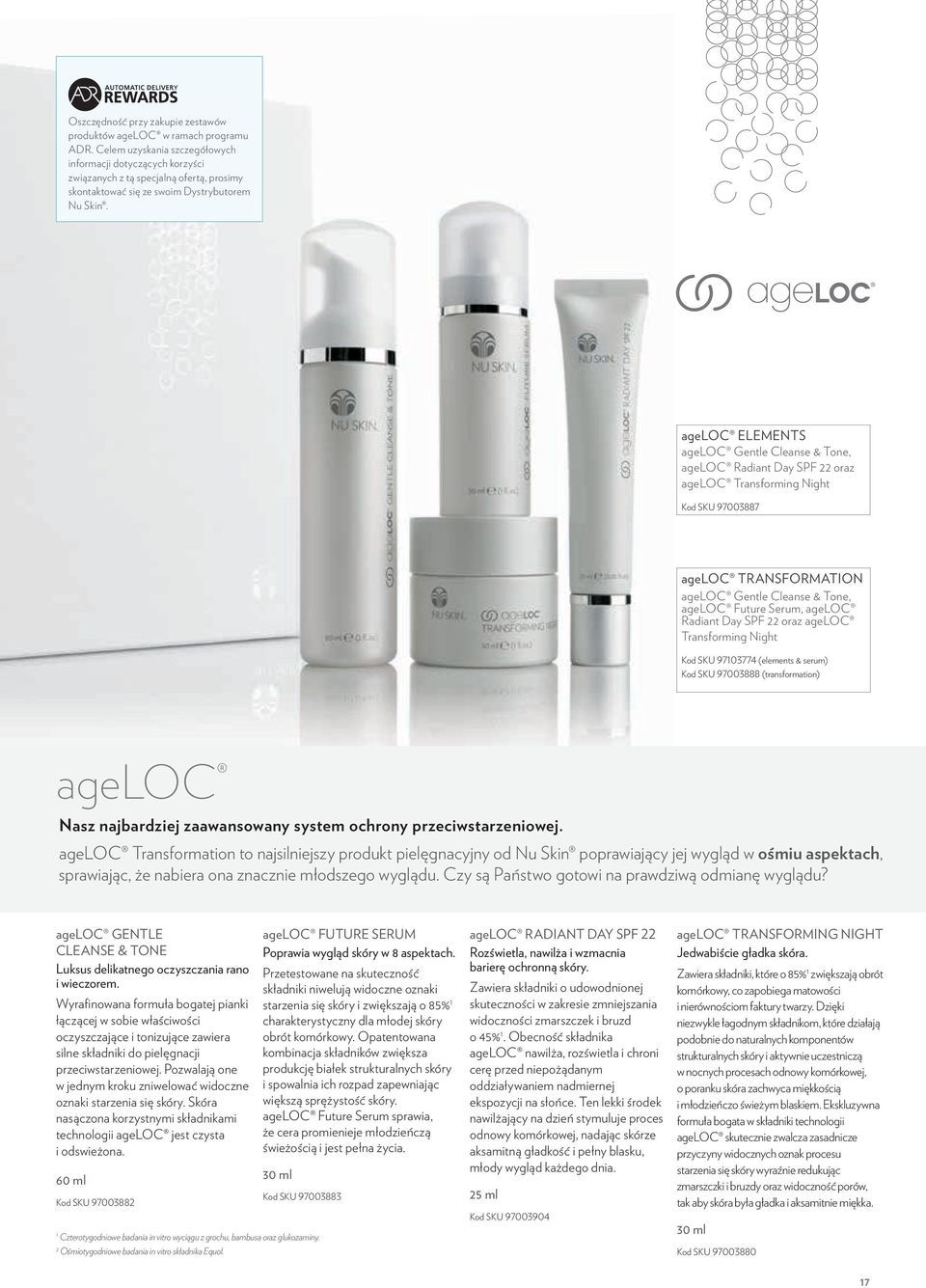 ageloc ELEMENTS ageloc Gentle Cleanse & Tone, ageloc Radiant Day SPF 22 oraz ageloc Transforming Night Kod SKU 97003887 ageloc transformation ageloc Gentle Cleanse & Tone, ageloc Future Serum, ageloc