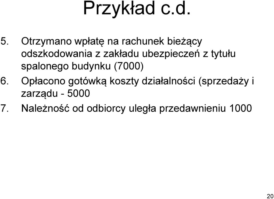 ubezpieczeń z tytułu spalonego budynku (7000) 6.