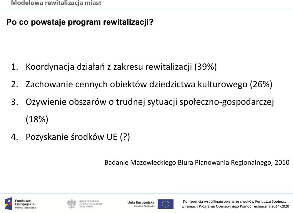 Zachowanie cennych obiektów dziedzictwa kulturowego (26%) 3.