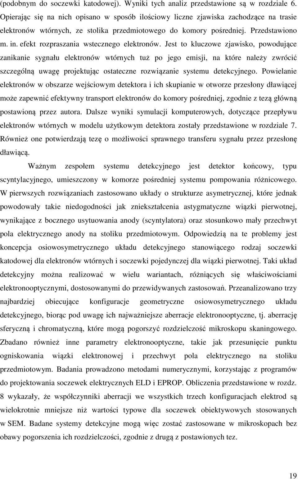 efekt rozpraszania wstecznego elektronów.