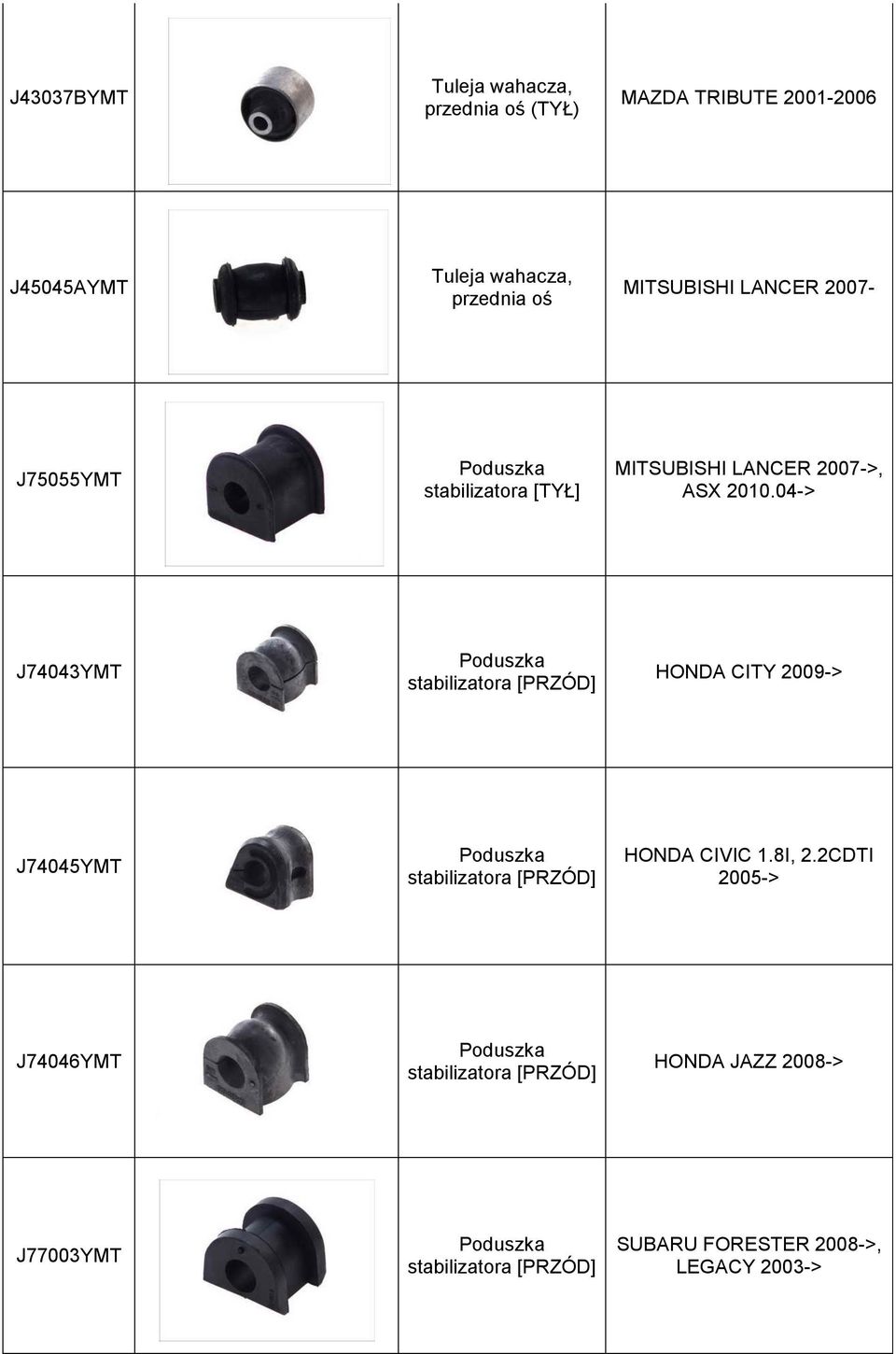 2007->, ASX 2010.04-> J74043YMT HONDA CITY 2009-> J74045YMT HONDA CIVIC 1.