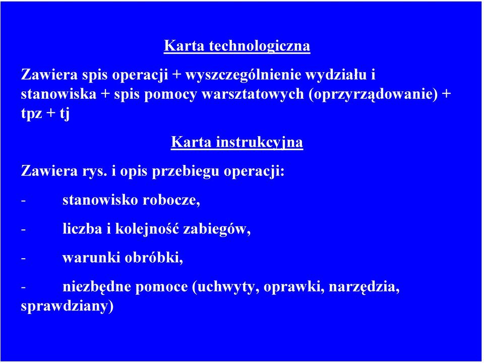 rys. i opis przebiegu operacji: - stanowisko robocze, - liczba i kolejność