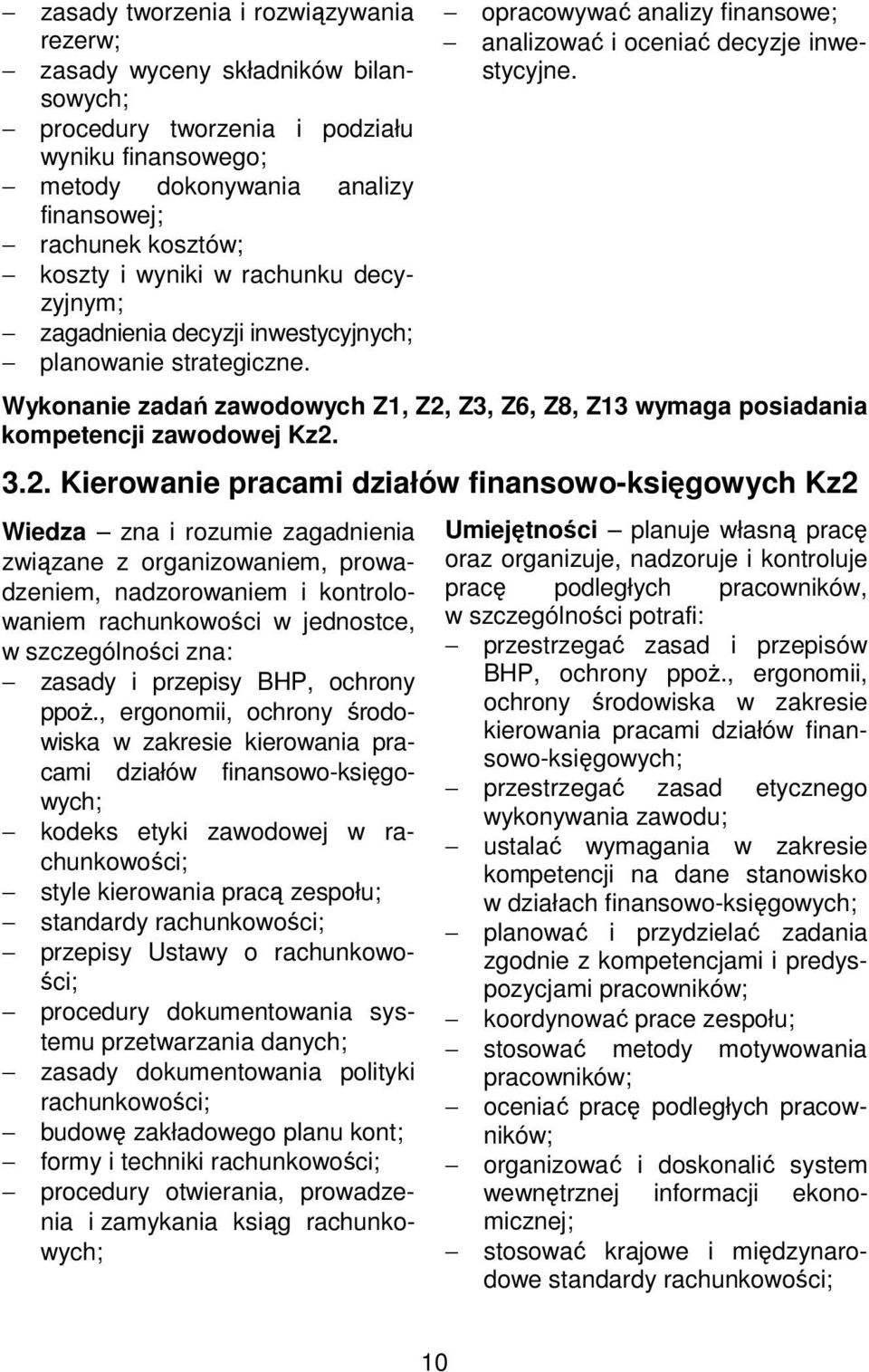 Wykonanie zadań zawodowych Z1, Z2,