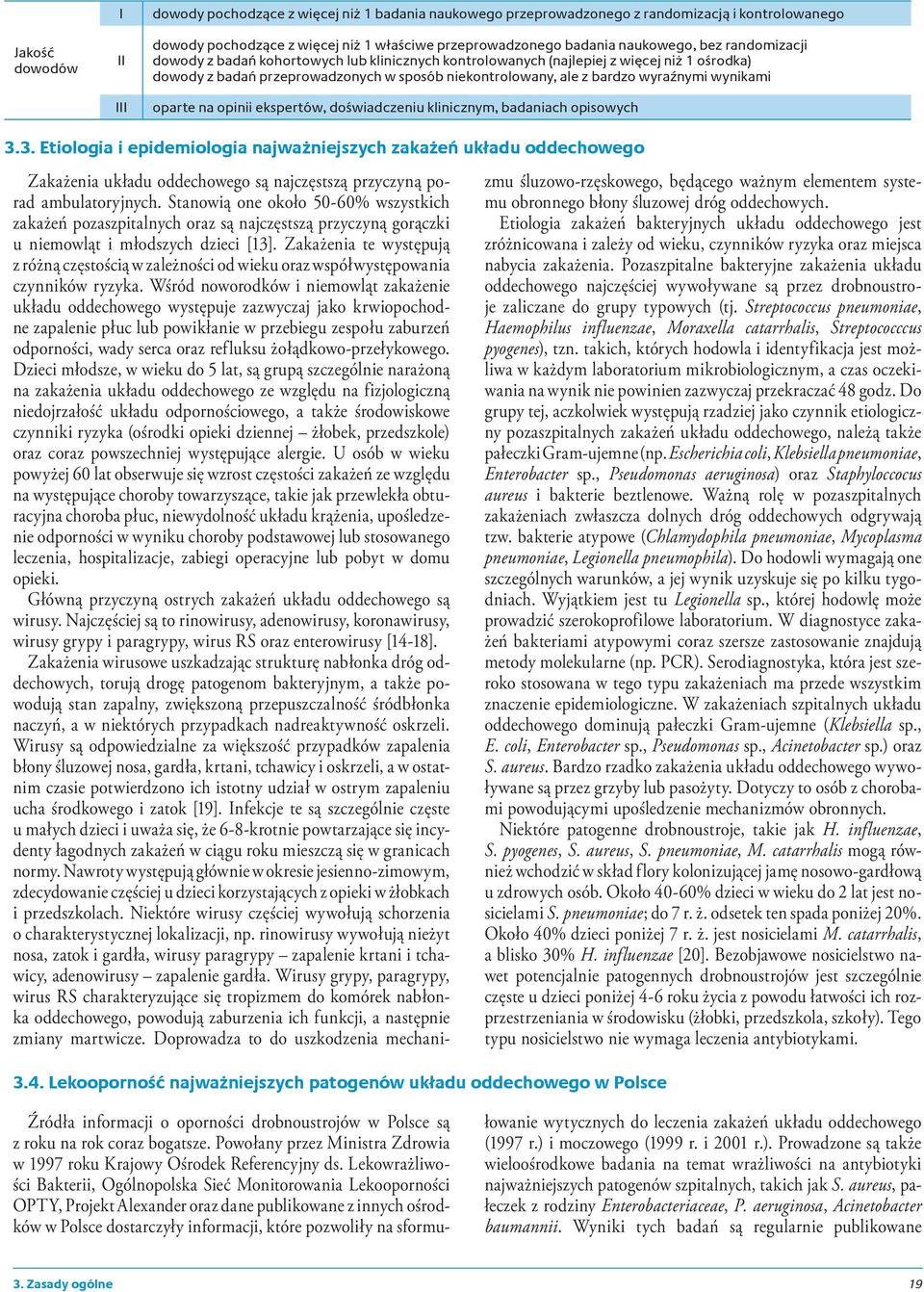 wyraźnymi wynikami oparte na opinii ekspertów, doświadczeniu klinicznym, badaniach opisowych 3.3. Etiologia i epidemiologia najważniejszych zakażeń układu oddechowego 3.4.