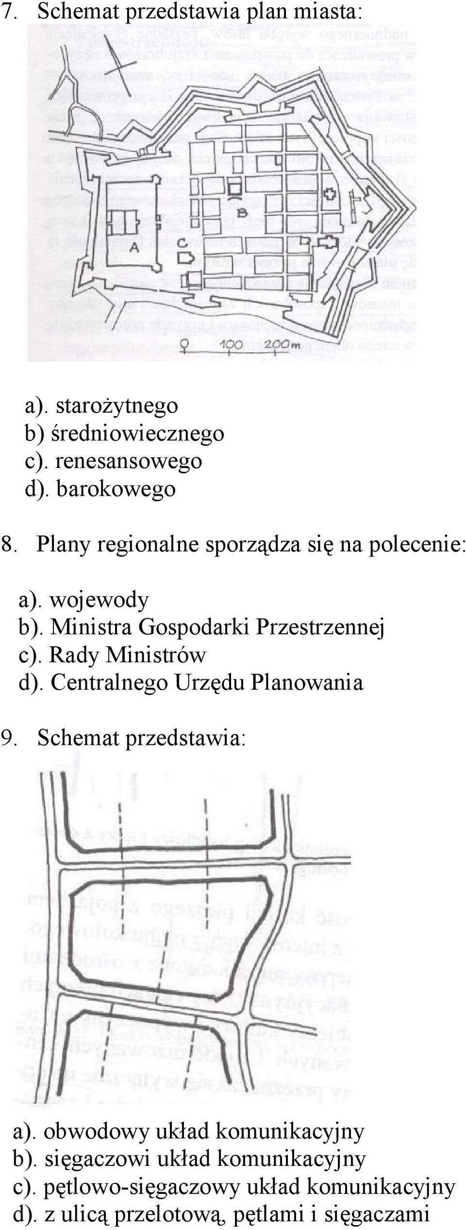 Rady Ministrów d). Centralnego Urzędu Planowania 9. Schemat przedstawia: a). obwodowy układ komunikacyjny b).