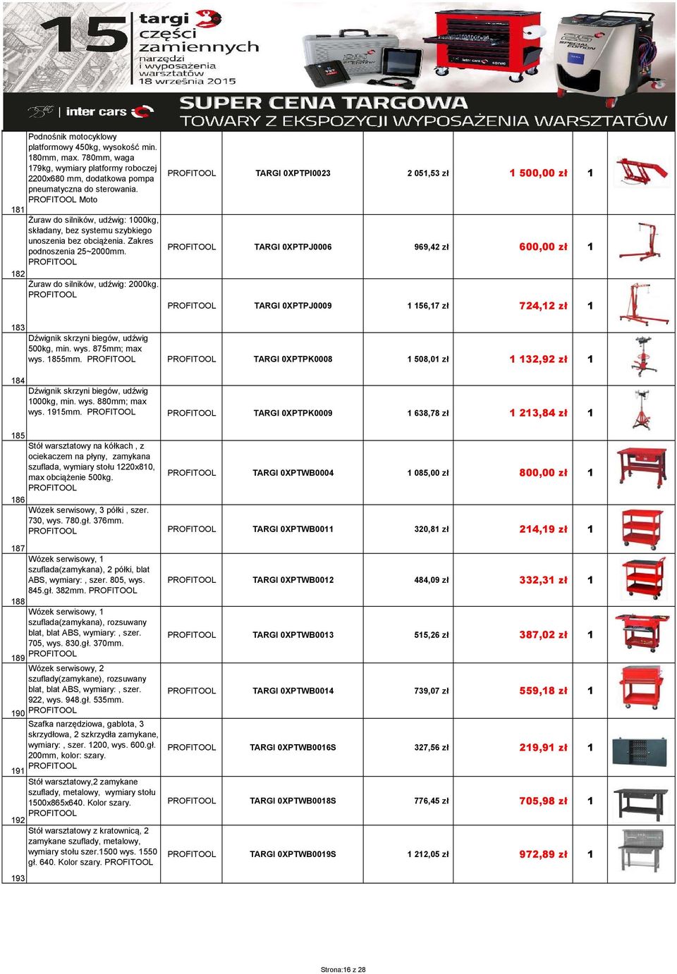 TARGI 0XPTPI0023 2 051,53 zł 1 500,00 zł 1 TARGI 0XPTPJ0006 969,42 zł 600,00 zł 1 TARGI 0XPTPJ0009 1 156,17 zł 724,12 zł 1 183 184 185 186 Dźwignik skrzyni biegów, udźwig 500kg, min. wys.