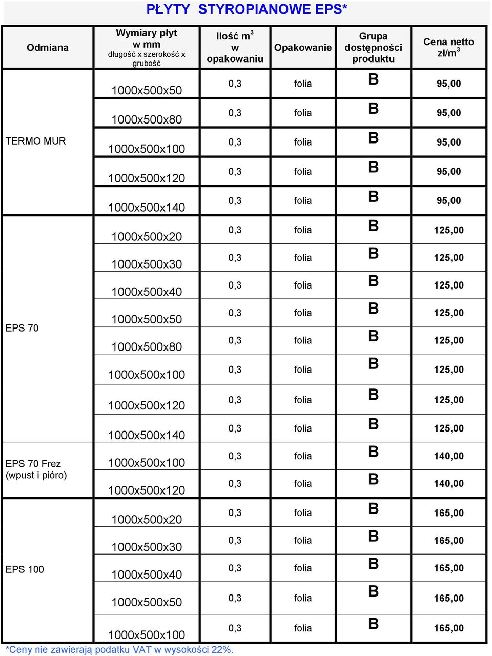 1000x500x100 1000x500x120 1000x500x20 1000x500x30 1000x500x40 1000x500x50 0,3 folia B 95,00 0,3 folia B 95,00 0,3 folia B 95,00 0,3 folia B 95,00 0,3 folia B