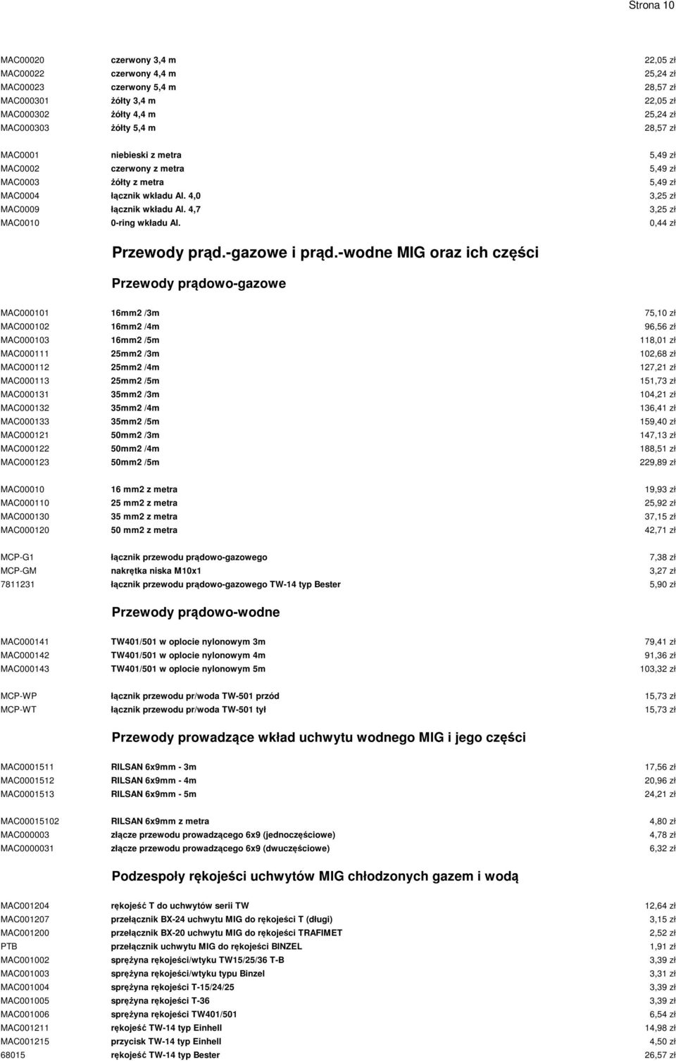 5,49 zł 5,49 zł 5,49 zł 3,25 zł 3,25 zł 0,44 zł Przewody prąd.-gazowe i prąd.