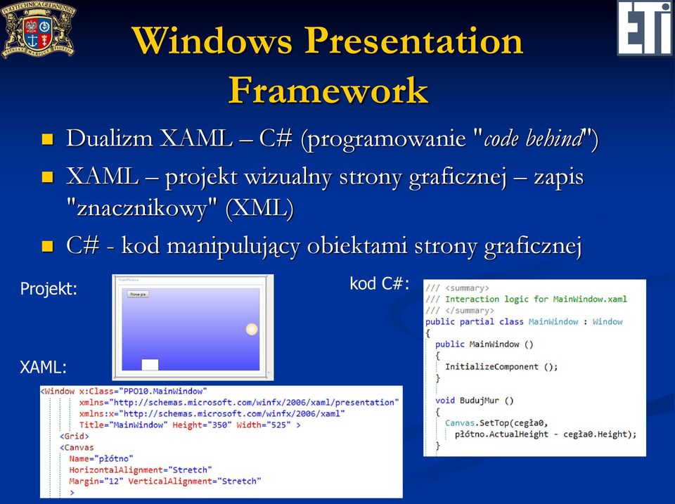 strony graficznej zapis "znacznikowy" (XML) C# - kod