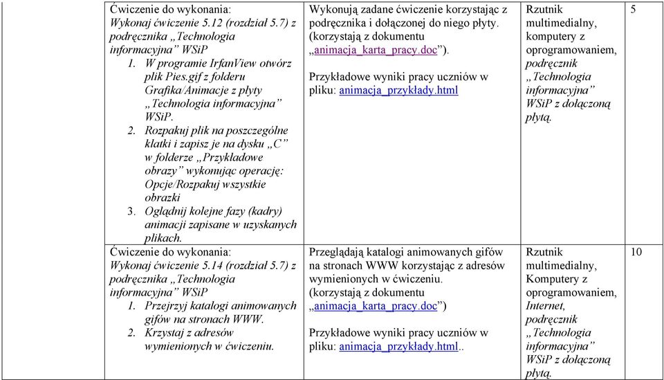 Rozpakuj plik na poszczególne klatki i zapisz je na dysku C w folderze Przykładowe obrazy wykonując operację: Opcje/Rozpakuj wszystkie obrazki 3.