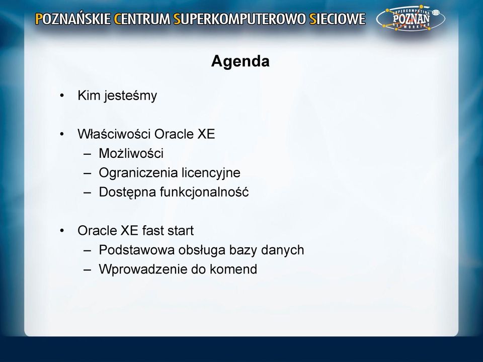 funkcjonalność Oracle XE fast start