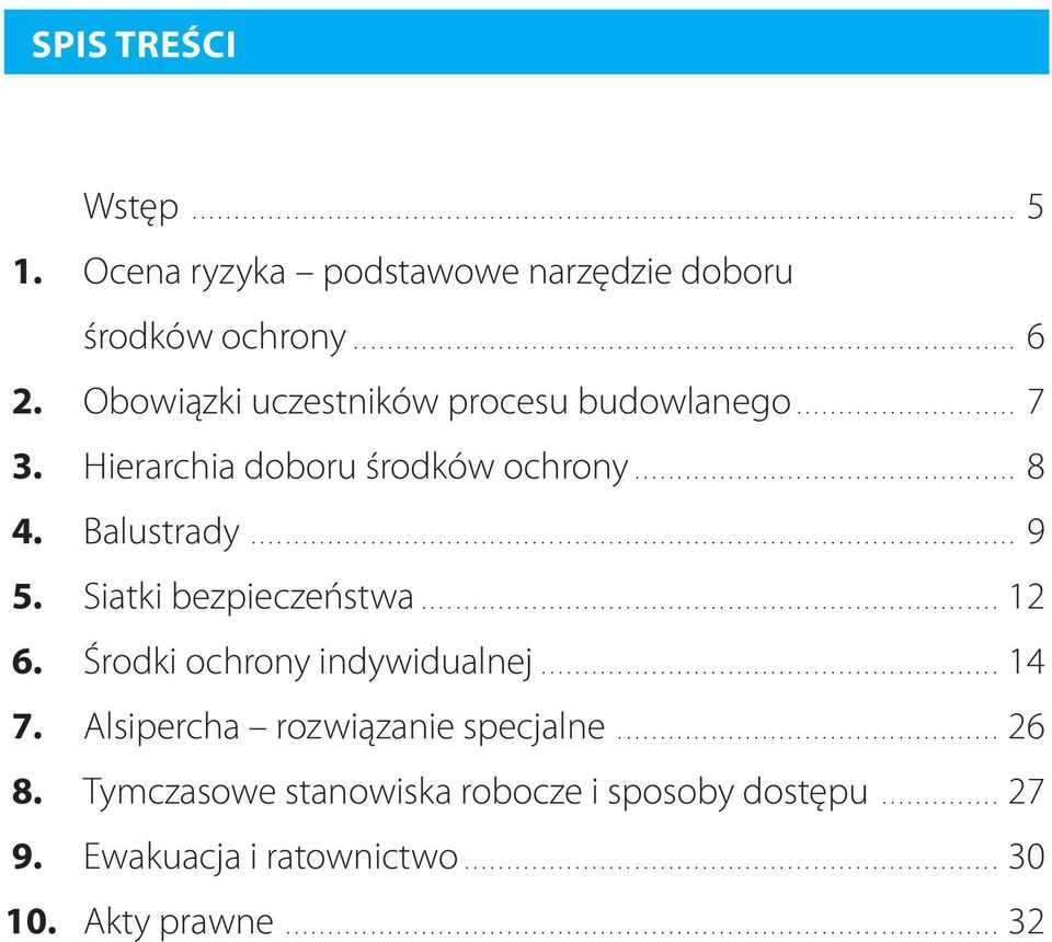 Siatki bezpieczeństwa.................................................................... 12 6. Środki ochrony indywidualnej...................................................... 14 7.