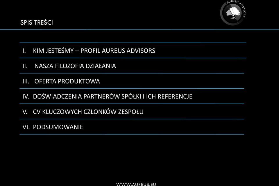 DOŚWIADCZENIA PARTNERÓW SPÓŁKI I ICH REFERENCJE V.