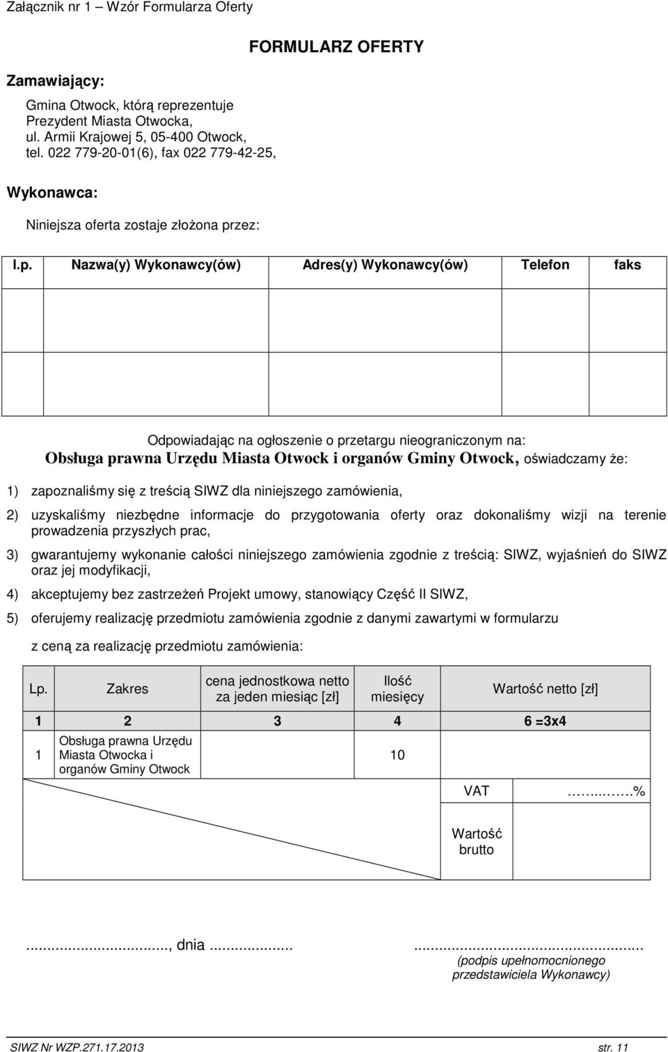zez: FORMULARZ OFERTY l.p.