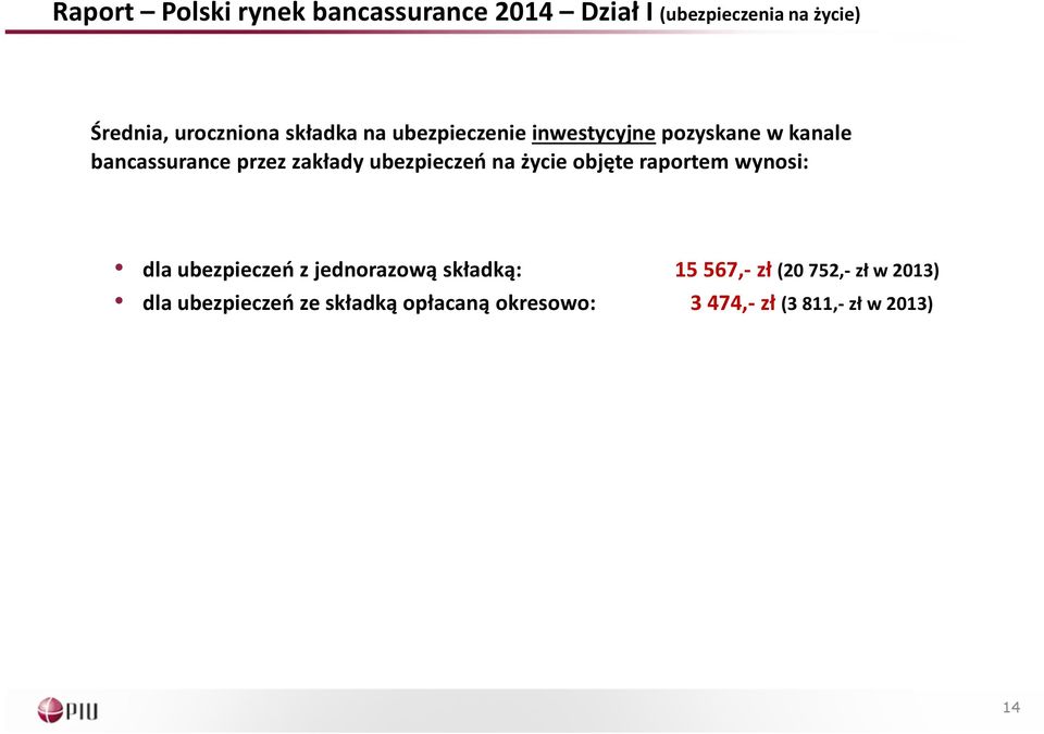 ubezpieczeń na życie objęte raportem wynosi: dla ubezpieczeń z jednorazową składką: