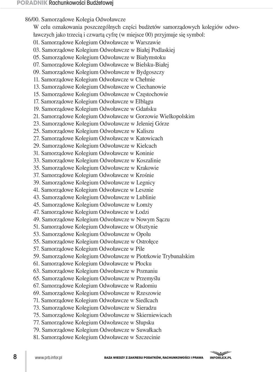 Samorządowe Kolegium Odwoławcze w Warszawie 03. Samorządowe Kolegium Odwoławcze w Białej Podlaskiej 05. Samorządowe Kolegium Odwoławcze w Białymstoku 07.