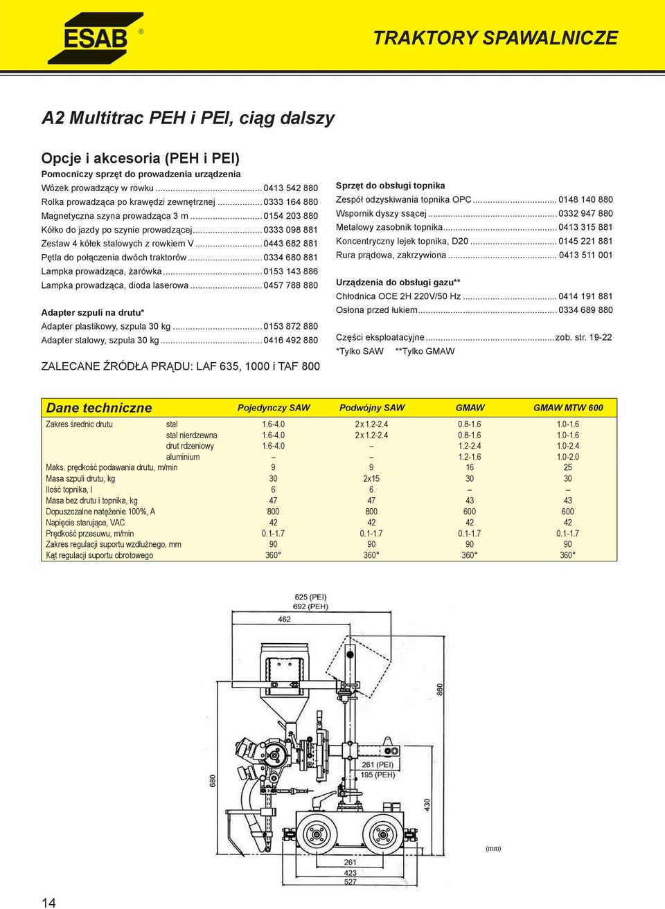 .. 0333 098 881 Zestaw 4 kółek stalowych z rowkiem V... 0443 682 881 Pętla do połączenia dwóch traktorów... 0334 680 881 Lampka prowadząca, żarówka... 0153 143 886 Lampka prowadząca, dioda laserowa.
