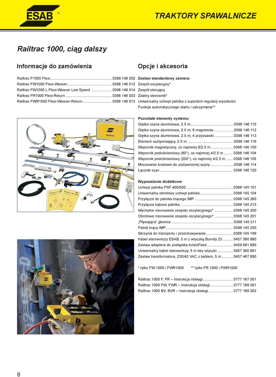 .. 0398 146 013 Opcje i akcesoria Zestaw standardowy zawiera: Zespół oscylacyjny* Zespół sterujący Zdalny sterownik* Uniwersalny uchwyt palnika z suportem regulacji wysokości Funkcja automatycznego