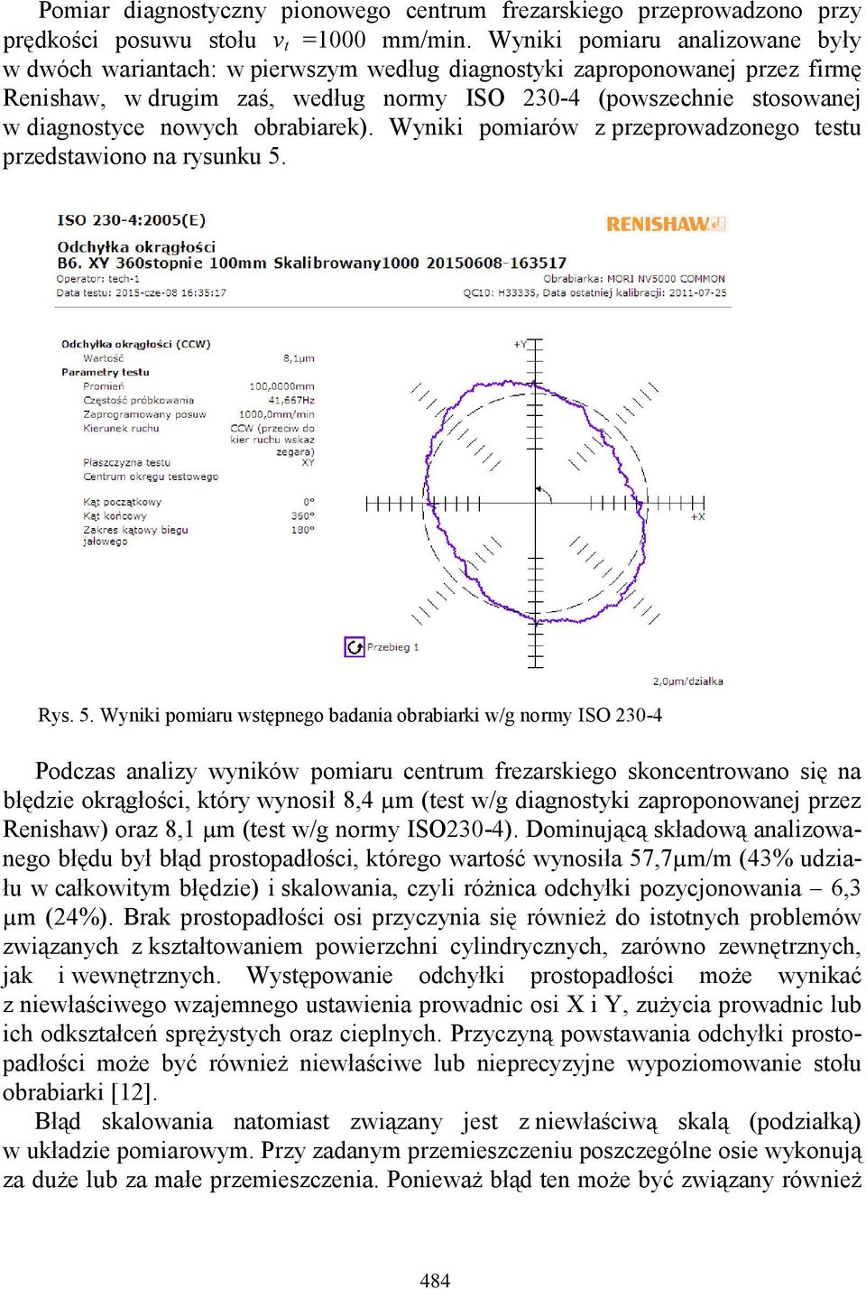 nowych obrabiarek). Wyniki pomiarów z przeprowadzonego testu przedstawiono na rysunku 5.