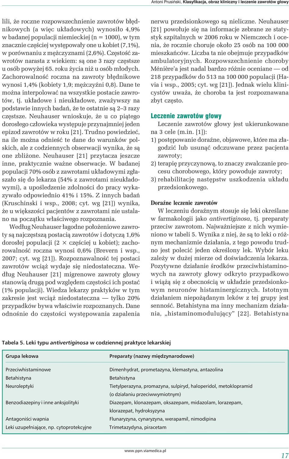 Klasyfikacja, obraz kliniczny i leczenie zawrotów głowy - PDF Darmowe  pobieranie