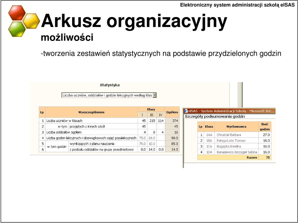 szkołą elsas -tworzenia zestawień