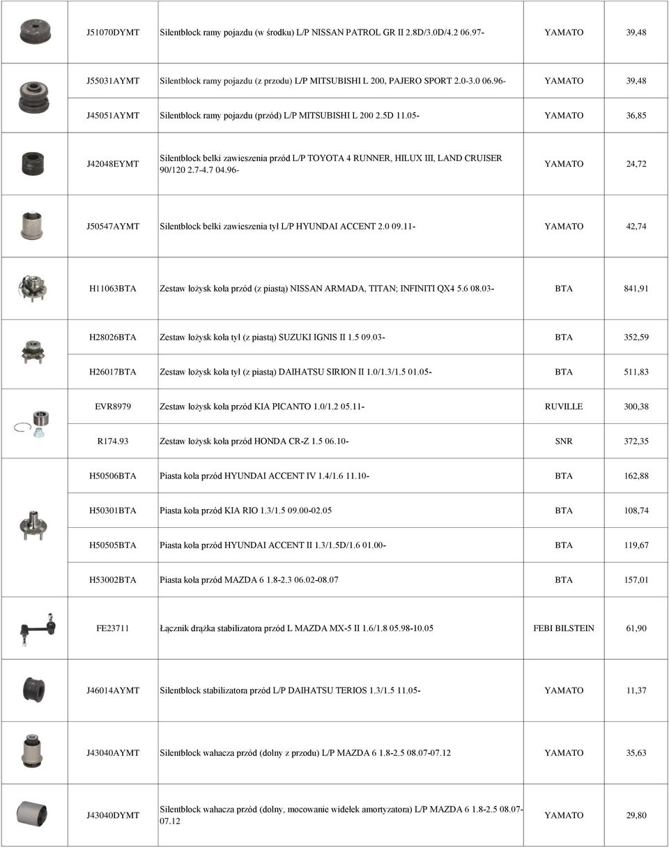 05- YAMATO 36,85 J42048EYMT Silentblock belki zawieszenia przód L/P TOYOTA 4 RUNNER, HILUX III, LAND CRUISER 90/120 2.7-4.7 04.