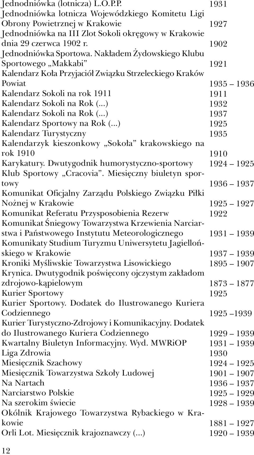 ..) Kalendarz Sokoli na Rok (...) Kalendarz Sportowy na Rok (...) Kalendarz Turystyczny Kalendarzyk kieszonkowy Sokoła krakowskiego na rok 1910 Karykatury.