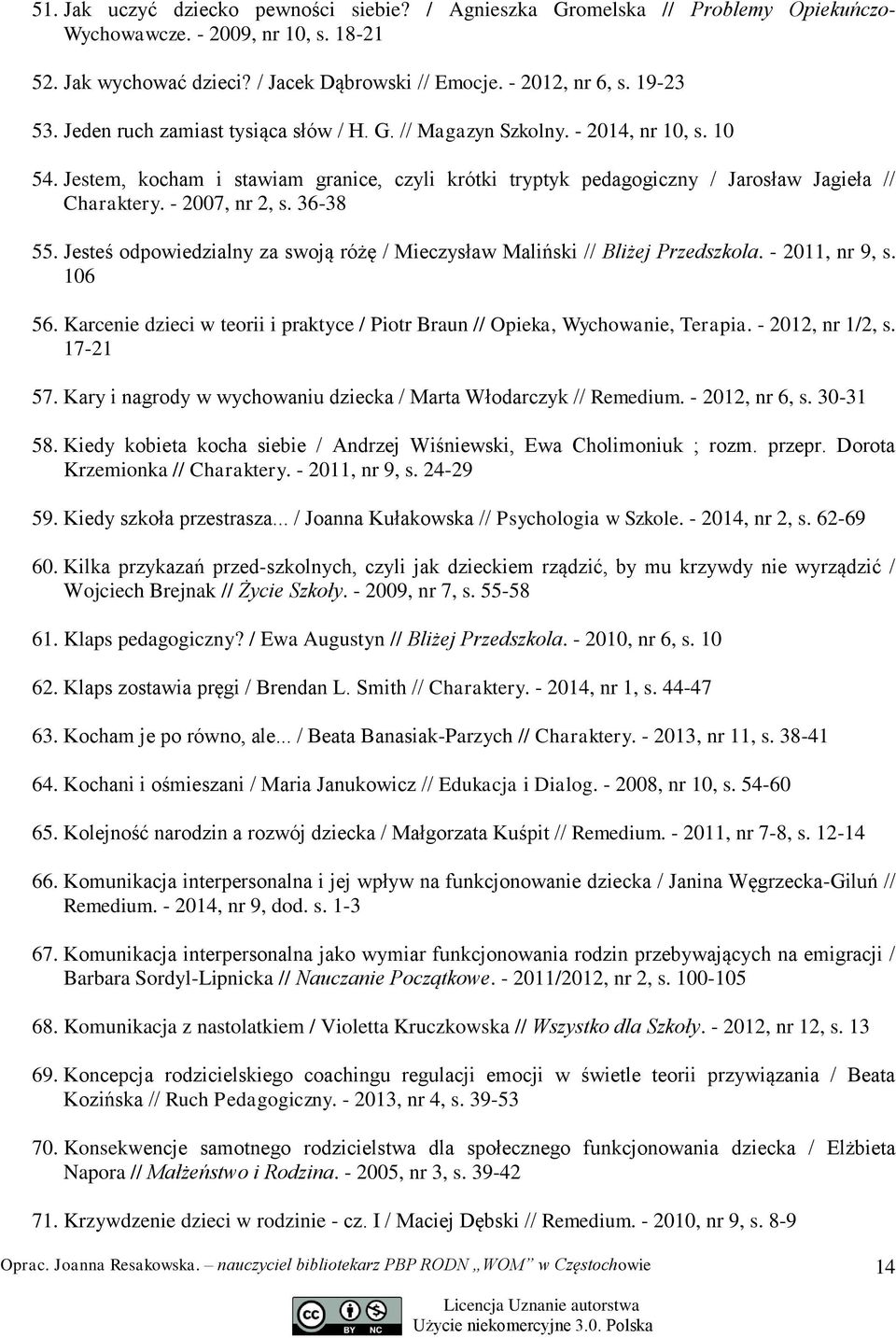 - 2007, nr 2, s. 36-38 55. Jesteś odpowiedzialny za swoją różę / Mieczysław Maliński // Bliżej Przedszkola. - 2011, nr 9, s. 106 56.