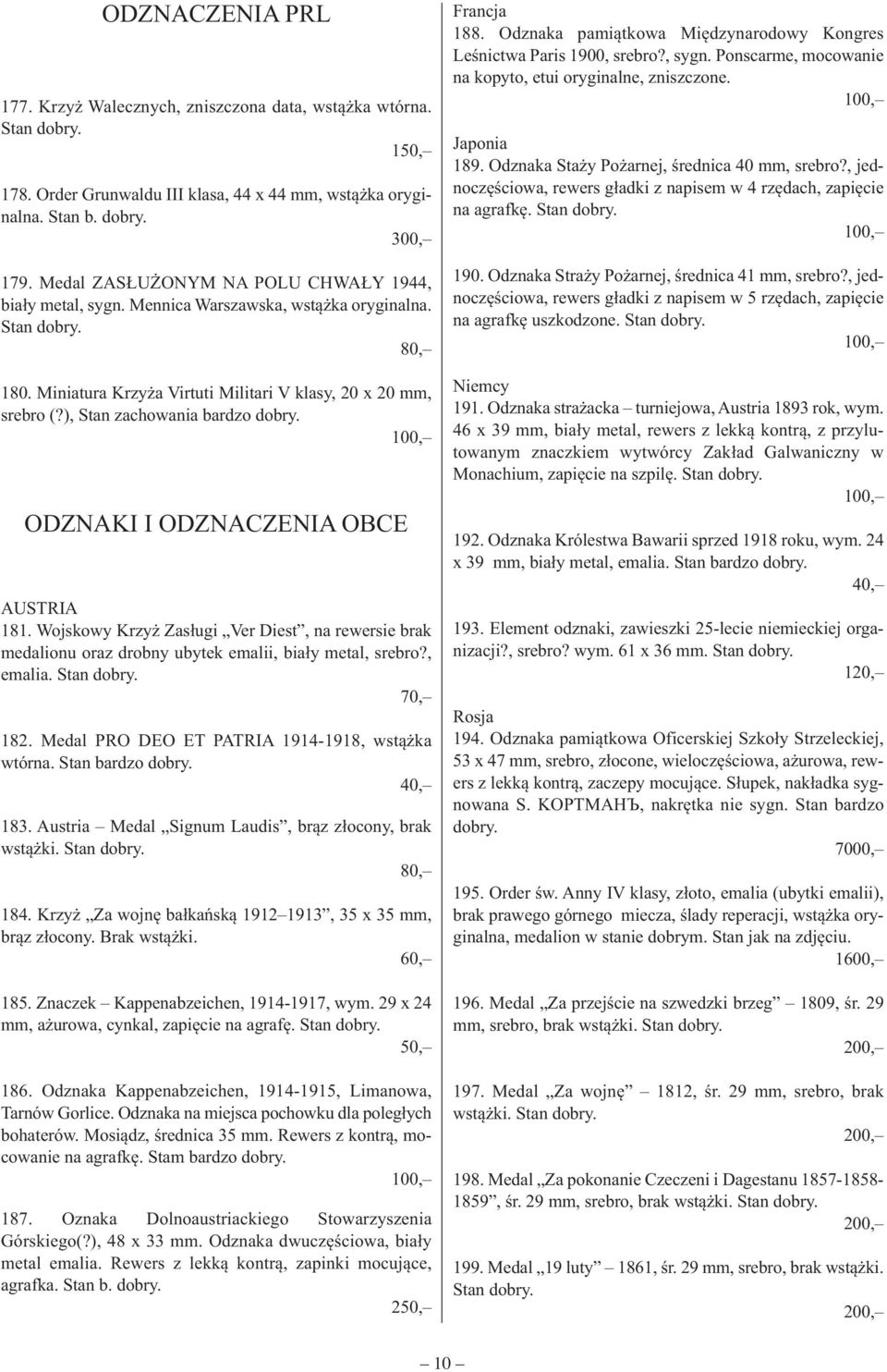), Stan zachowania bardzo ODZNAKI I ODZNACZENIA OBCE AUSTRIA 181. Wojskowy Krzyż Zasługi Ver Diest, na rewersie brak medalionu oraz drobny ubytek emalii, biały metal, srebro?, emalia. Stan 70, 182.