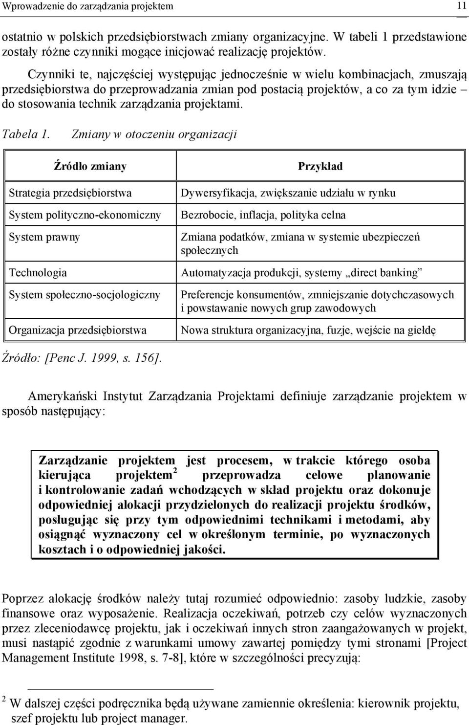 projektami. Tabela 1.